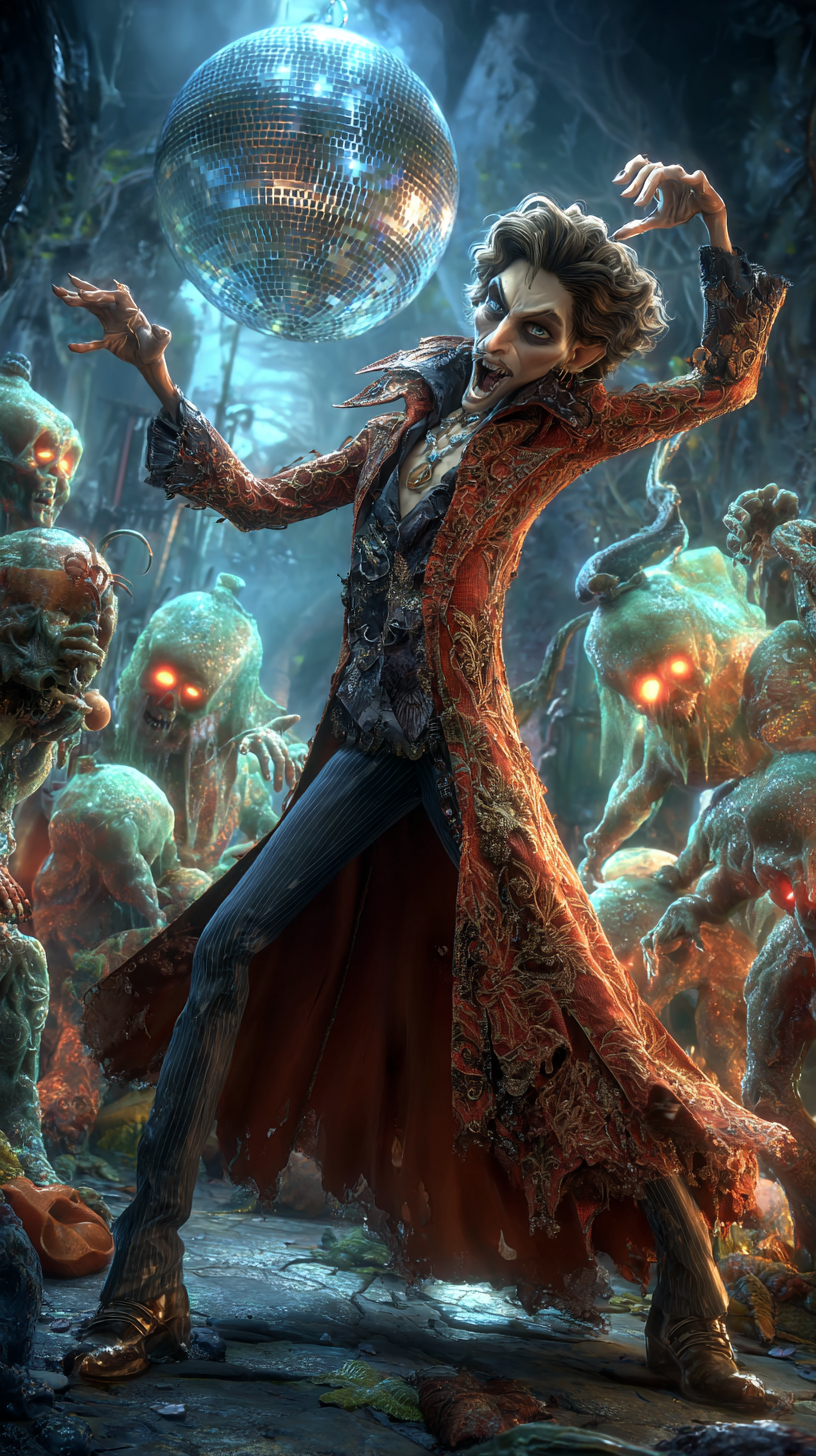 dancing ghoul on a haunted dance floor