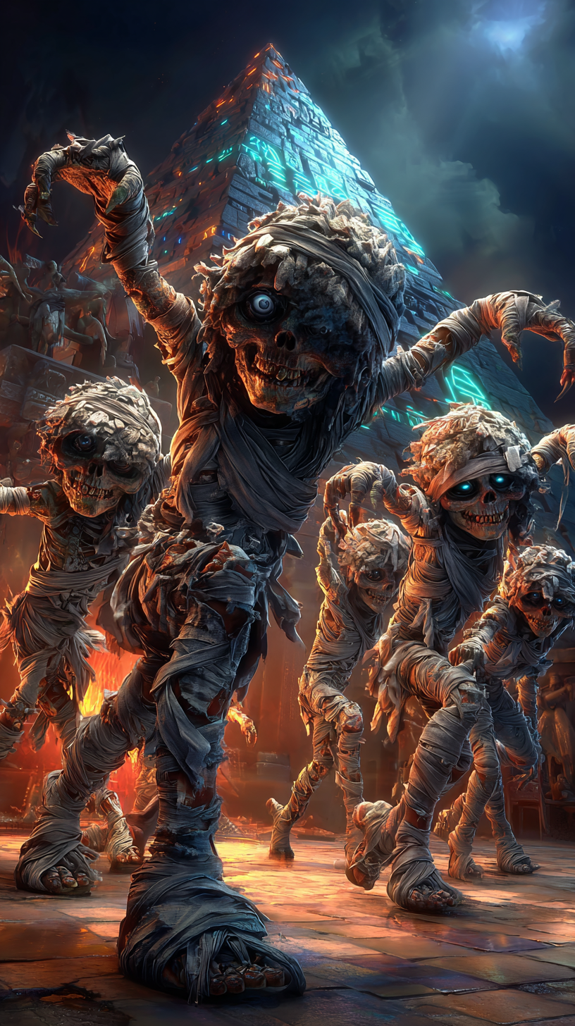 mummy's dancing on a haunted dance floor