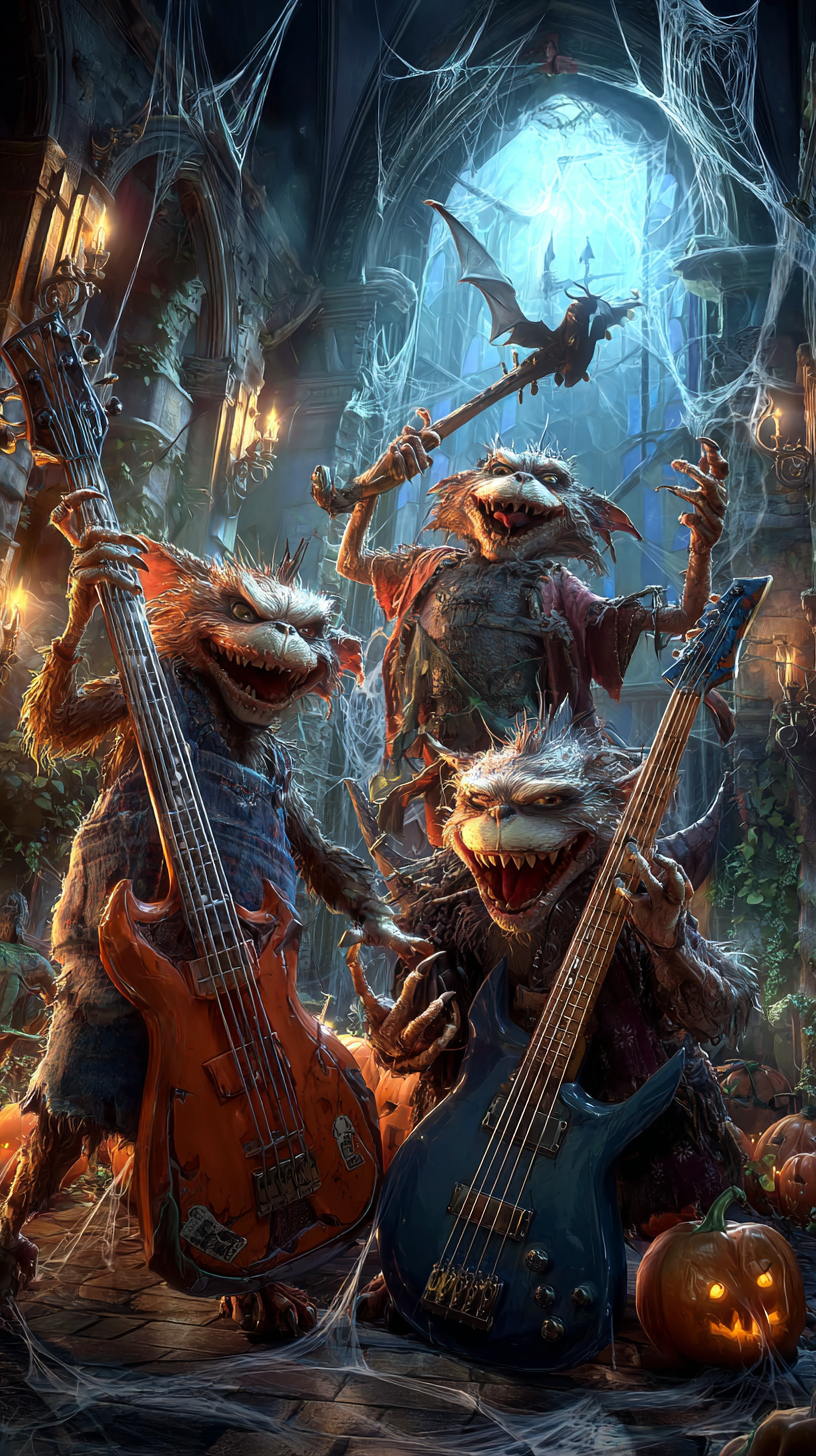 ghouls playing dance music on halloween night