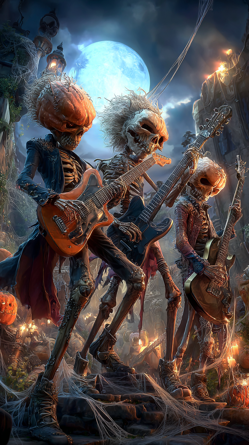 ghoul rock band playing on guitar