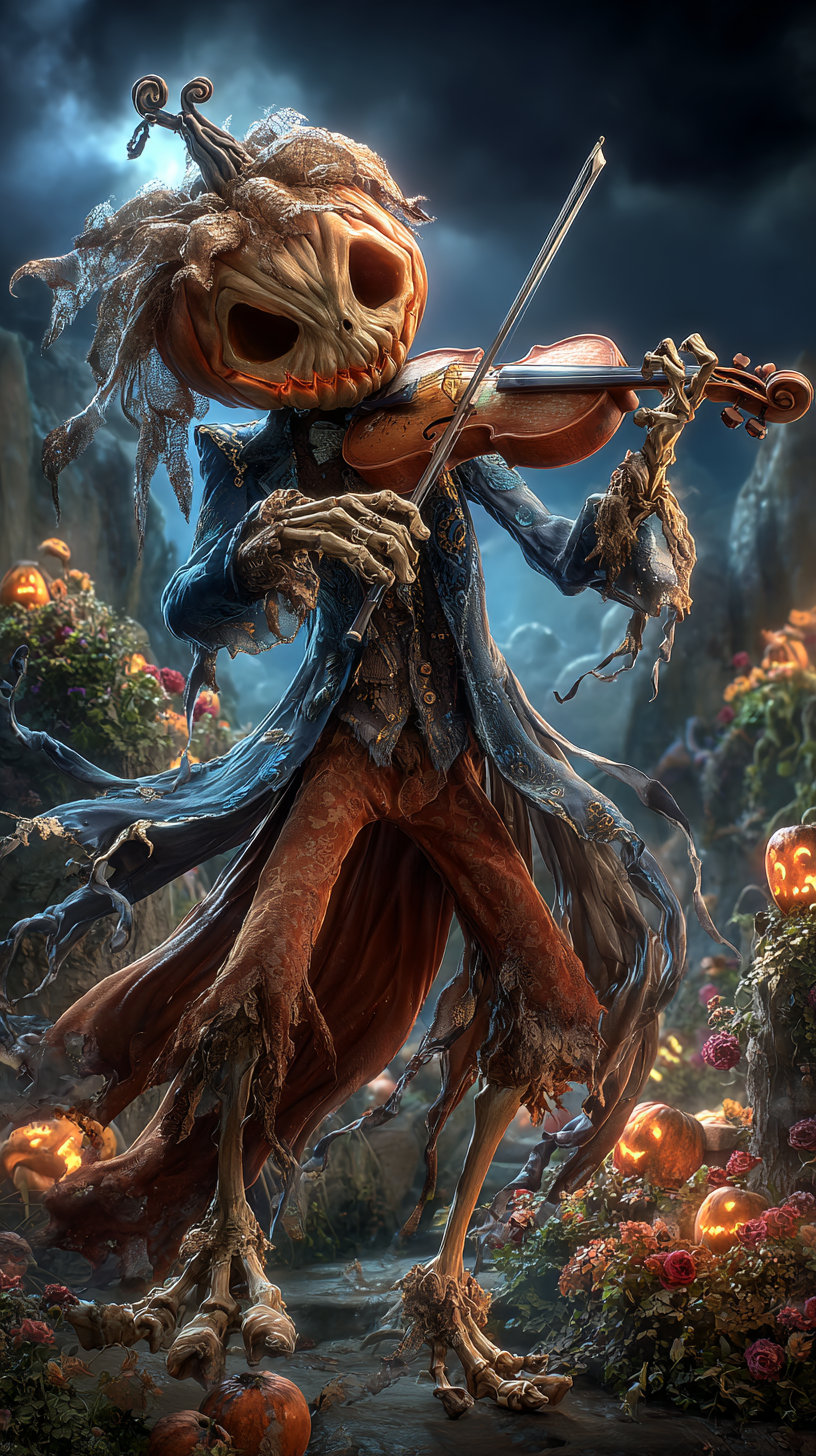 Pumpkin King playing a violin