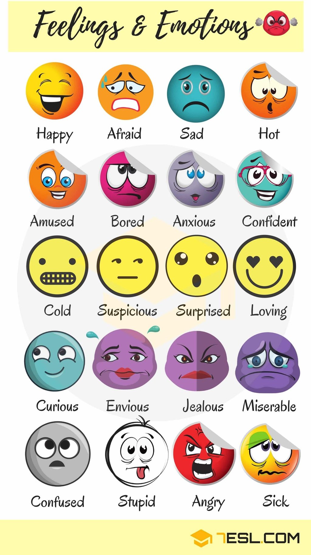 Illustrated chart of feelings