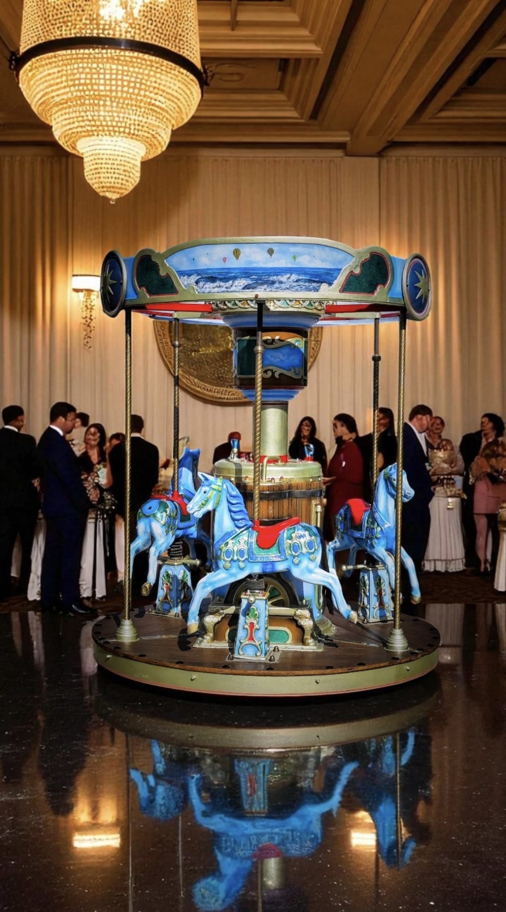 mini carrusel tiovivo azul infantil decoración alquiler eventos fiestas 
