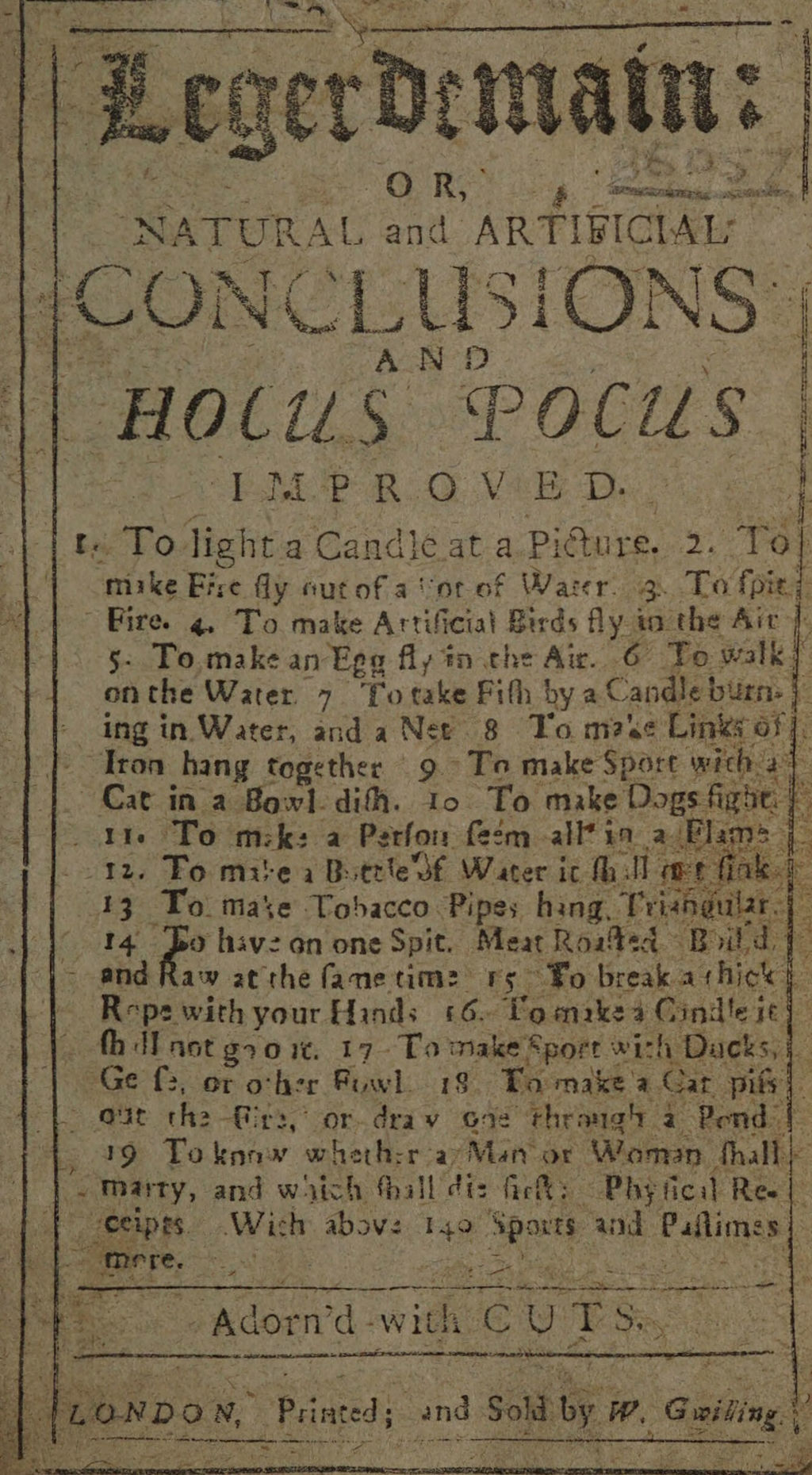 Title page of Hill’s Legerdemain, c. 1716.