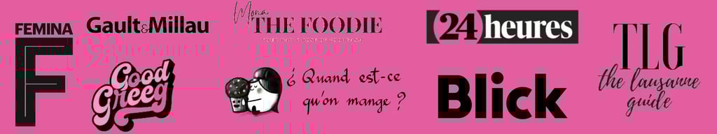 Logos de presse et influenceurs parlant du restaurant Histoire Sans Faim à Lausanne