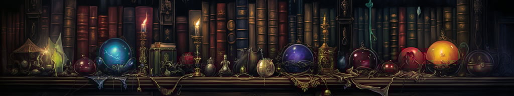 a bunch of colorful glass vases on a bookcase