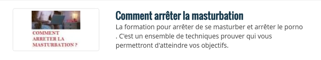 FORMATION POUR ARRETER LA MASTURBATION