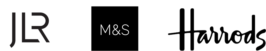 LOgos of JLR M&S and Harrods