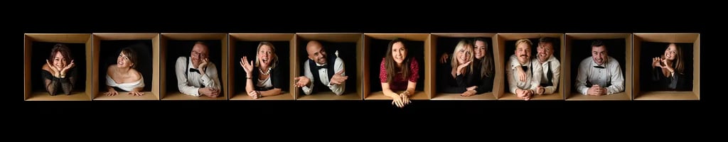 Unique wedding guest portrait box London photographer.