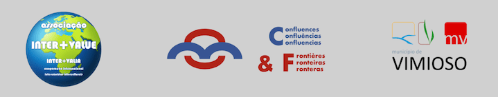 logos of the association, the project Confluences & Frontiers and the Town of Vimioso