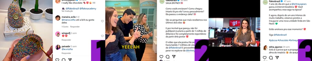 Imagem: telas do Instagram @flakesacademy, sobre a repercussão do vídeo compartilhado por Britney.
