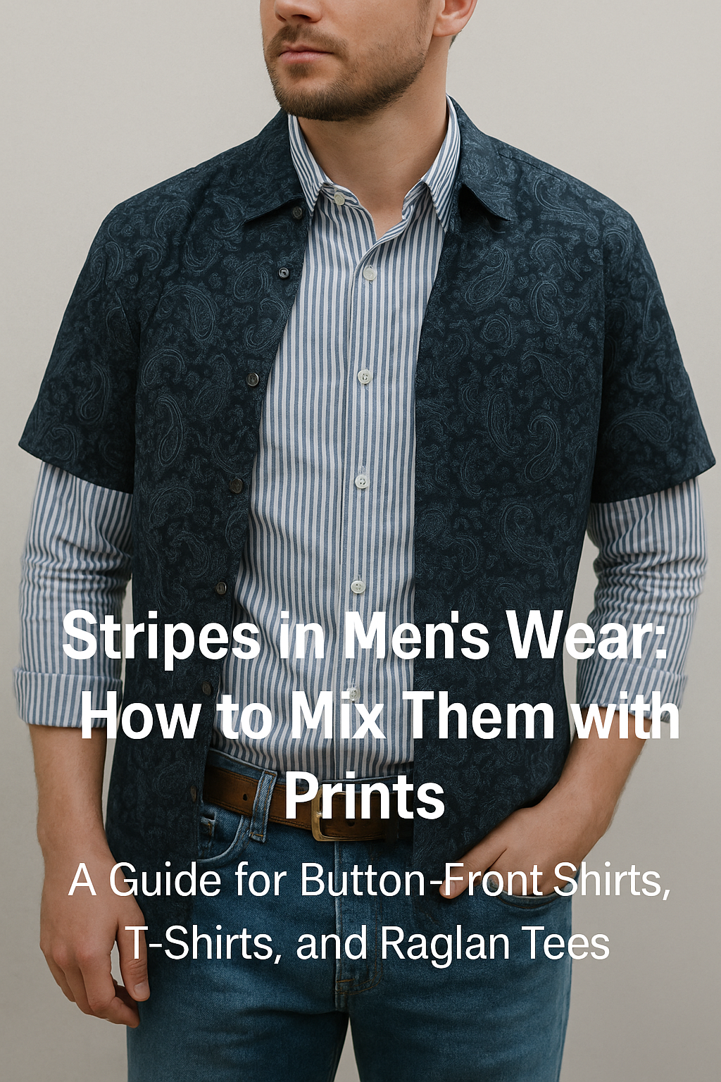 Striped shirt layered with paisley shirt.