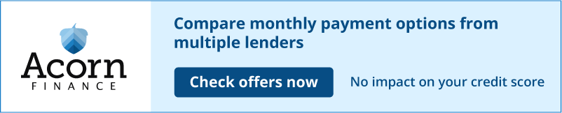 Acorn Finance banner to compare monthly payment options and check lender offers.