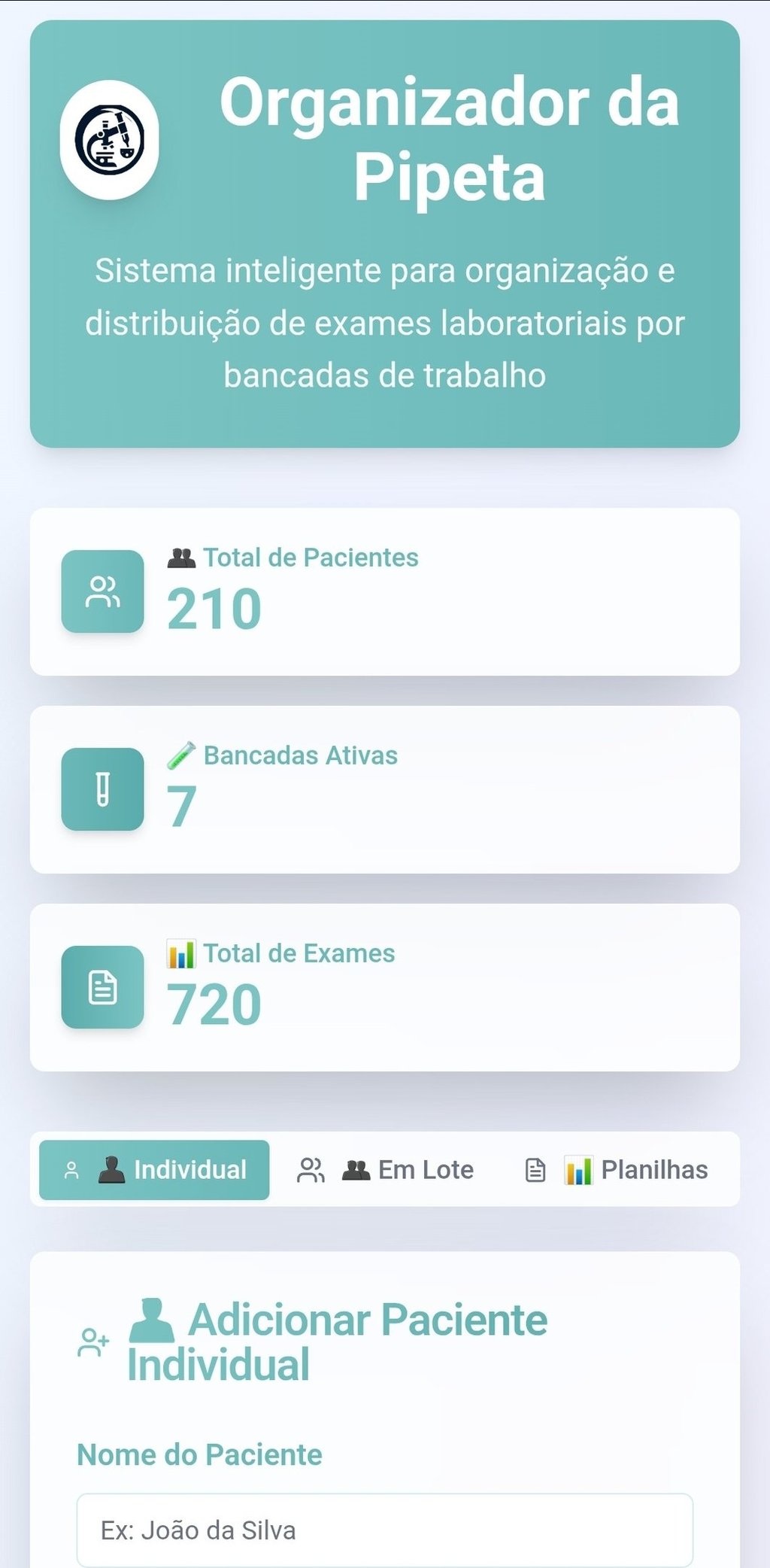 Saas de Organização Laboratorial Pipeta e Pesquisa