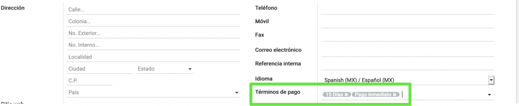 términos de pago