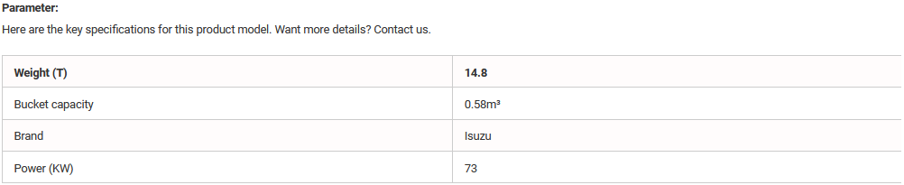 Brand New 14800kg HW-150 Crawler Excavator specification image