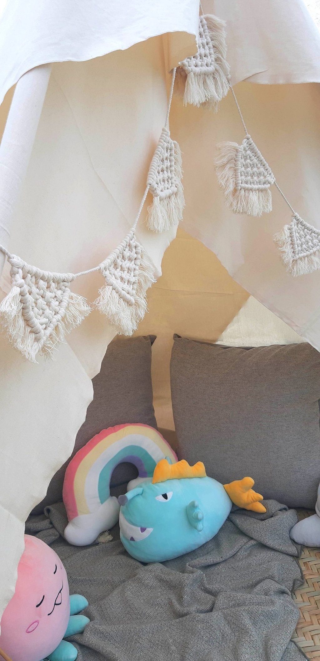 banderines macrame, tipi para niños