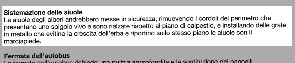 estratto della lettera protocollata con idee sui lavori da svolgere in piazza castello a monteparano