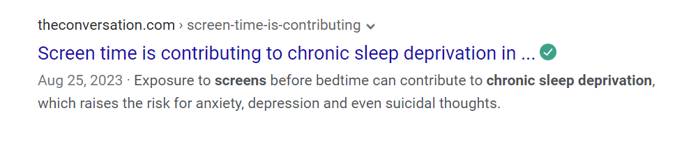 Screen time is contributing to chronic sleep deprivation