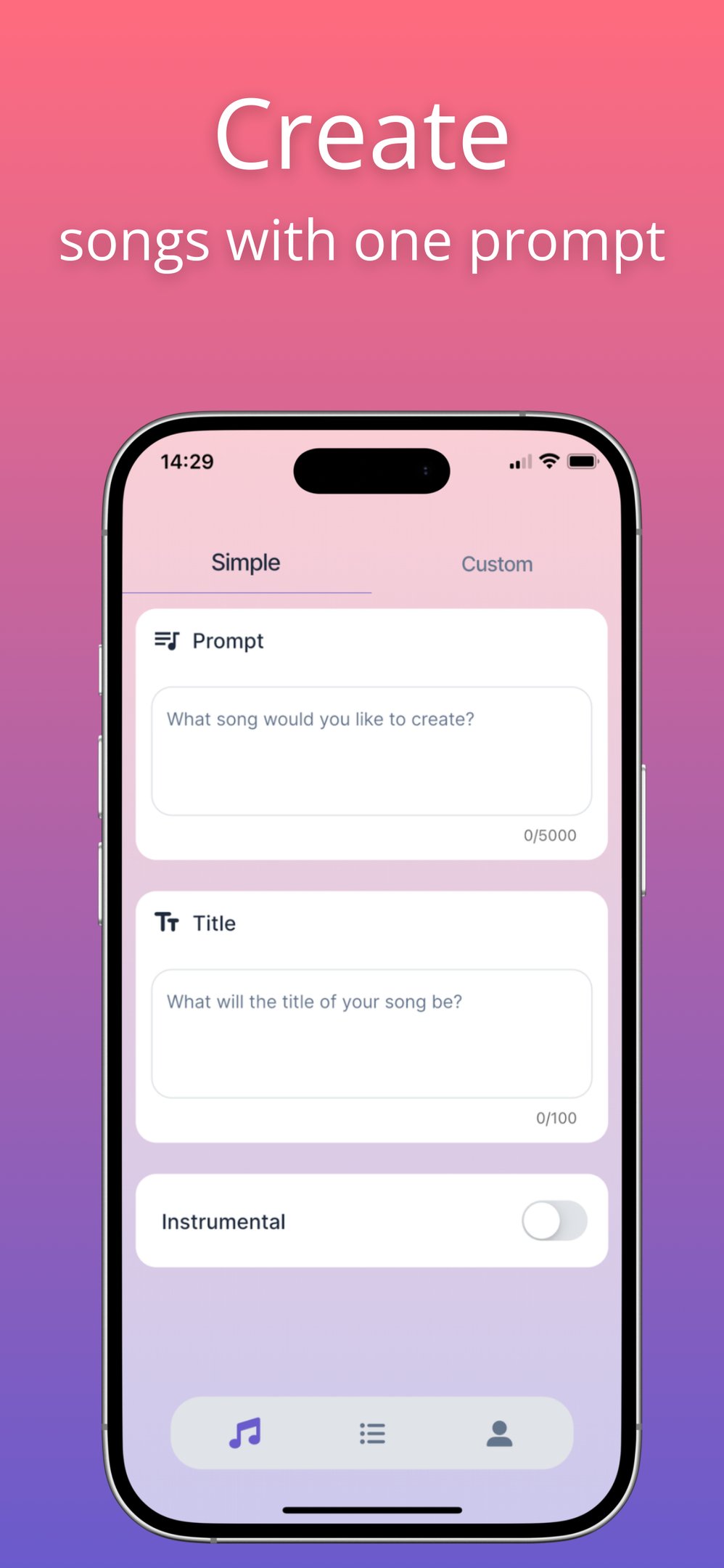 Musica AI Song Generator app screenshot