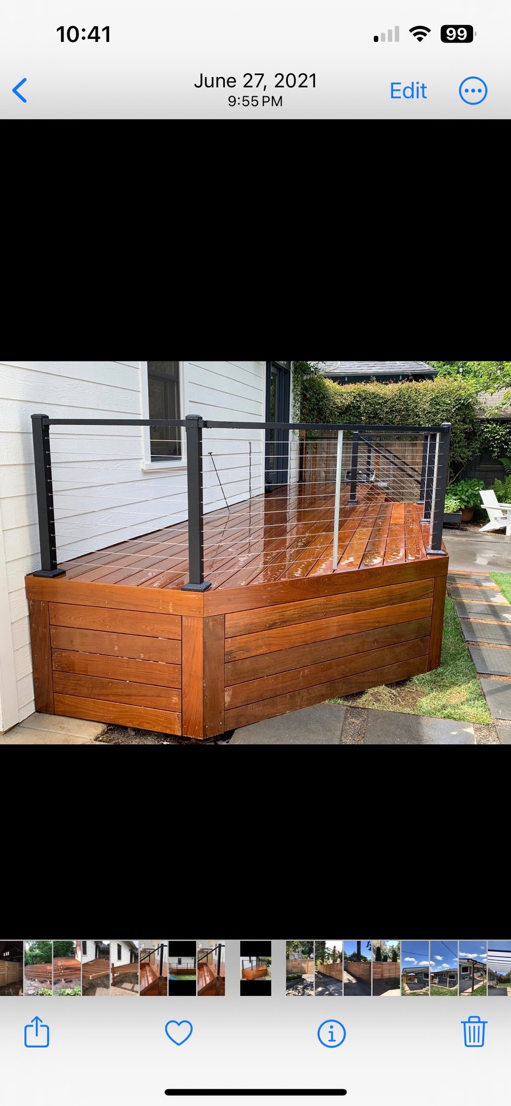 Brazilian hardwood deck with aluminum cable railing 