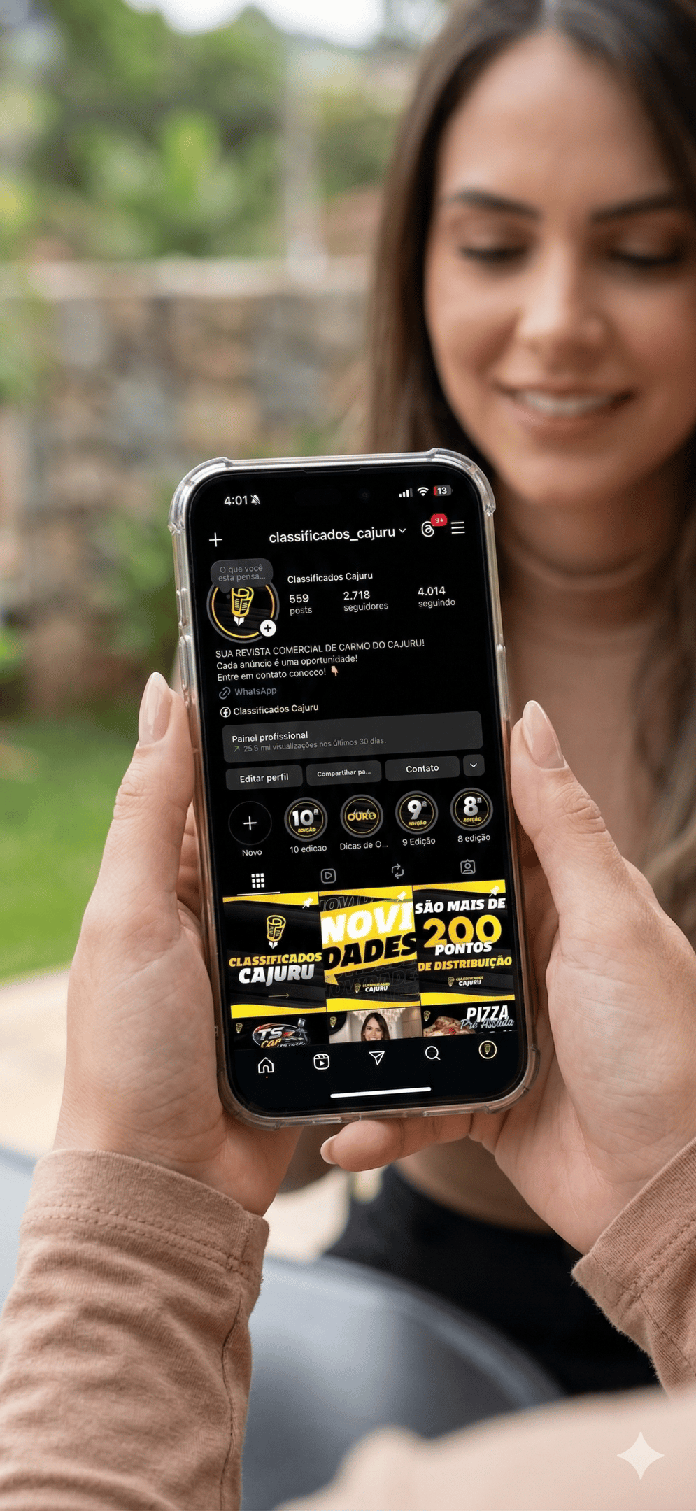 Divulgação em nosso instagram e facebook para mais de 4mil pessoas