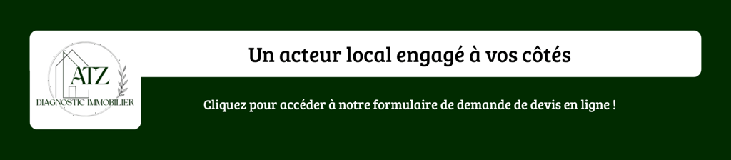 Slogan + Logo d'ATZ Diagnostic Immobilier bouton vers demande d'informations et/ou devis en ligne