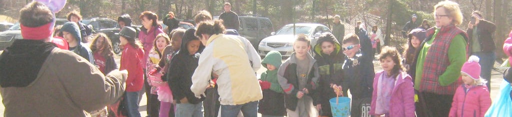 Children and parents gathered at Crescent Hills park to meet the Easter Bunny