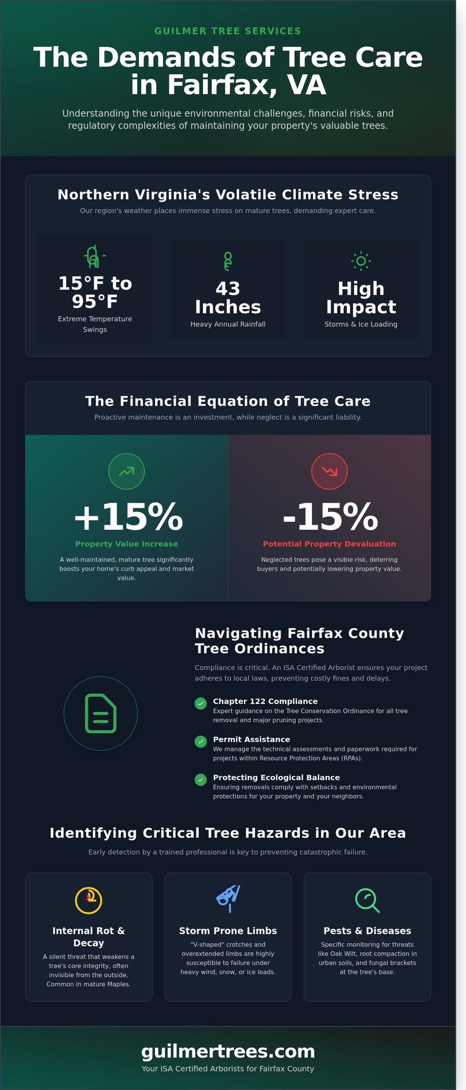 Infographic on professional tree service in Fairfax, VA highlighting key insights from a local tree care case study.