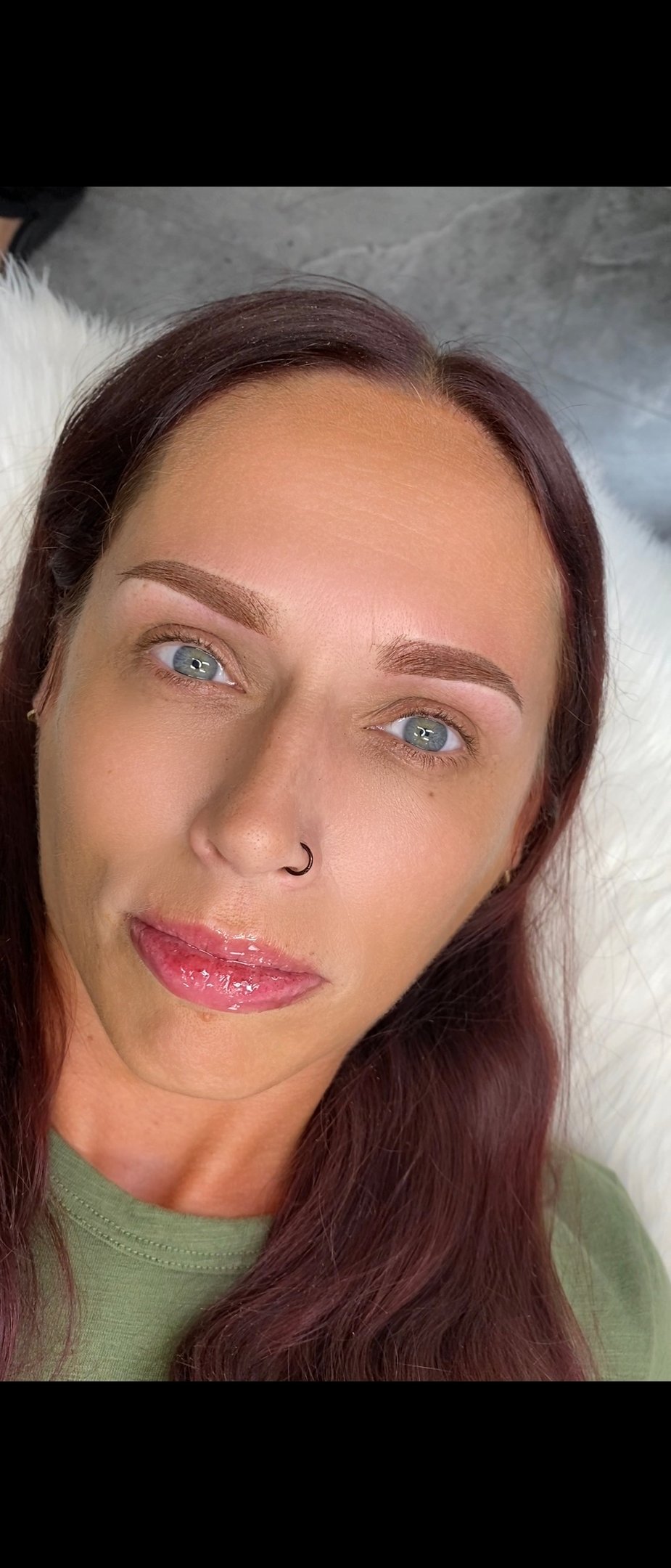 Healed result of a soft powder ombre brow by Effortless Brow PMU Studio.