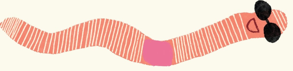 Earthworm wearing sunglasses illustration from Darwin's Super-Pooping Worm Spectacular
