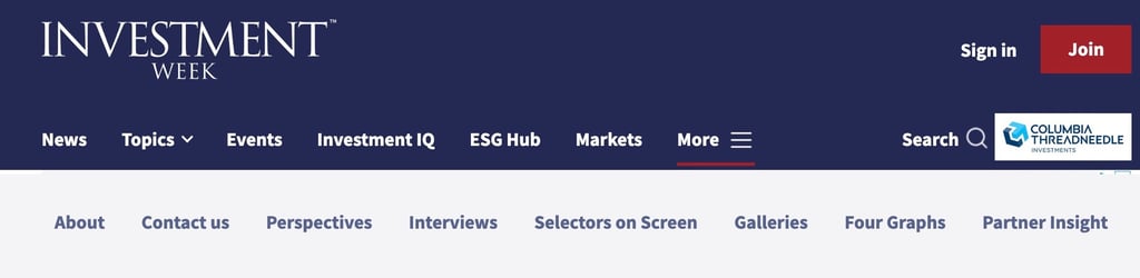 Investment Week homepage menu