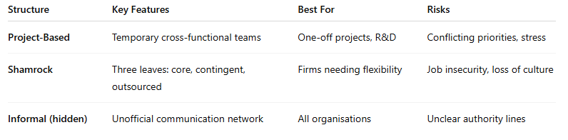 Recap Flexible Organisational Structures