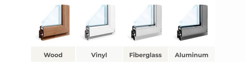 window frame materials wood vinyl fiberglass aluminum