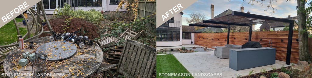 Large Garden Waterfall Pond Pergola Kitchen Cedar Fence Lawn - Upminster Romford