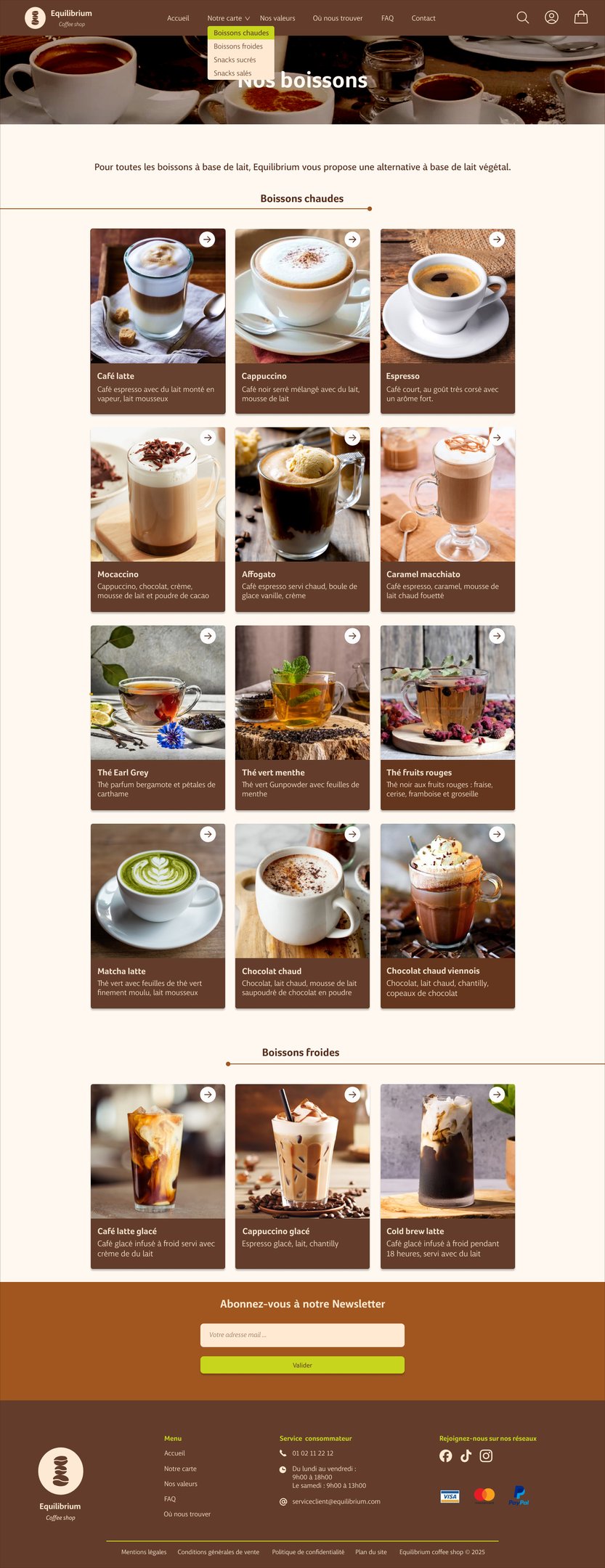 Equilibrium Coffee Shop - Page produits