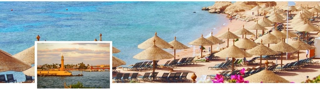Alexandria e praia em  Sharm el Sheik, Egito 