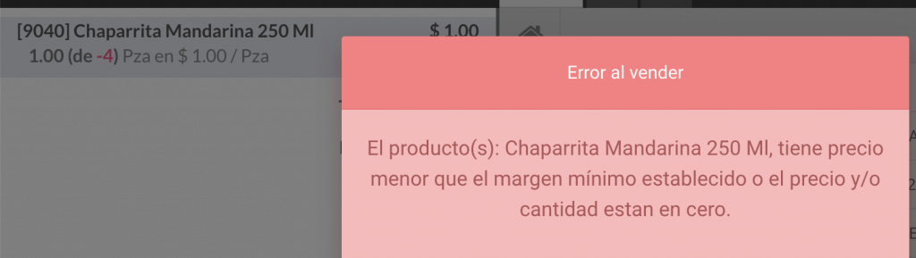 error al vender