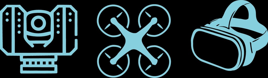 laser scanner, drone, visore VR