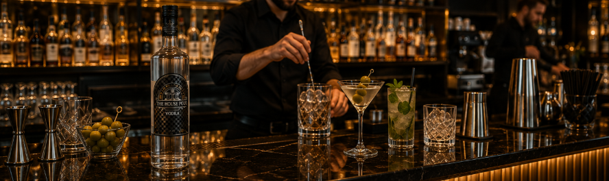 The House Pour Vodka op een horecabar met cocktails en bartenders – inzicht in vodka prijzen voor ho