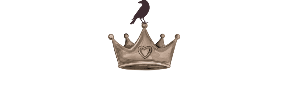 Cartoon of a crow standing on a crown.