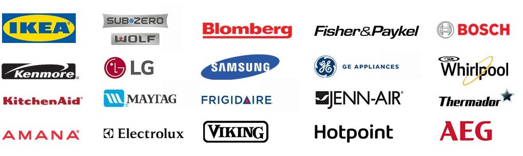 Brands We Repair banner featuring logos of various appliance brands, highlighting the range of brands serviced by our repair 