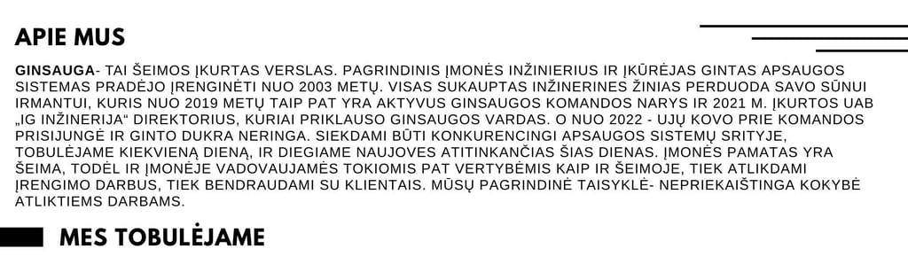 apsaugos sistemų diegimas