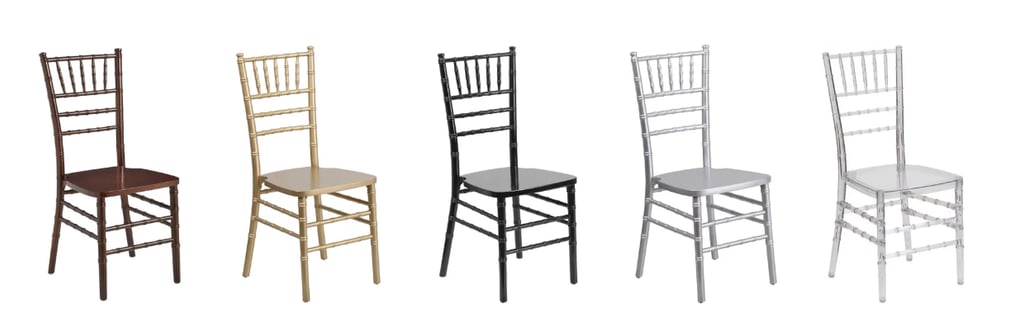 Event rental - Chiavari Chairs with different colors Gold Black, Silver Clear Mahogany