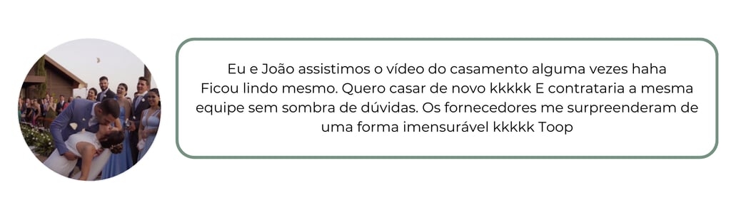 Depoimento de casal sobre a Tenório Filmes, elogiando o vídeo do casamento e agradecendo
