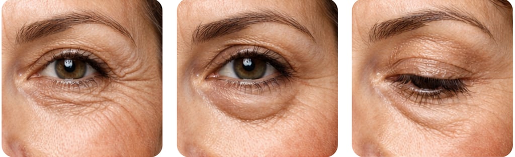 Ojos de mujer que necesitan blefaroplastia