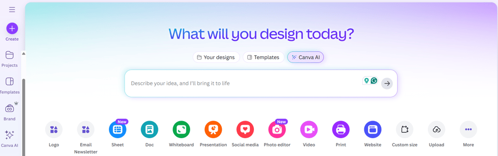 canva design homepage for nonprofits