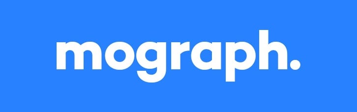 Mograph riječ ispisana na plavoj podlozi, predstavlja uvodnu sliku za Motion graphics blog objavu