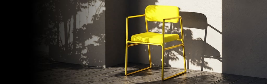 3D rendering of a yellow chair