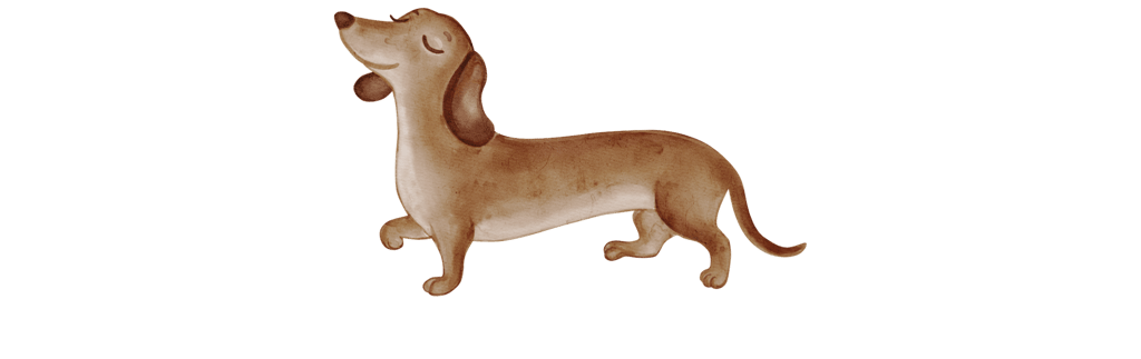 Cartoon dachshund walking proudly.